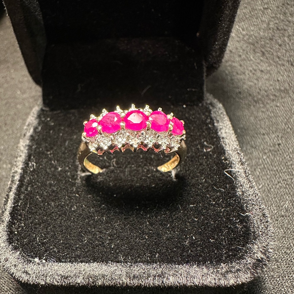 Natural Ruby and Diamond Accent- 10K YG Ring